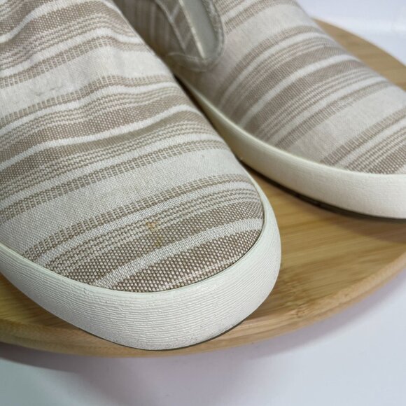 Taos Women 9 Dandy Beige Tan White Stripe Casual Slip-On Sneakers Comfort - Picture 10 of 10